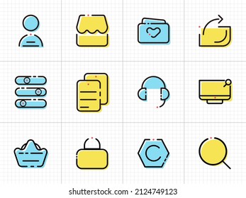 Contáctenos con el conjunto de iconos. Conjunto de iconos Web. vector de icono de conjunto de sitios web