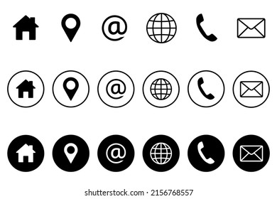 Contact us icon set for web and mobile. Communication set. Flat vector illustration