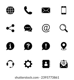 Contáctenos con el conjunto de iconos. Conjunto de iconos Web. Vector de icono de conjunto de sitios web. para ordenador web y móvil	aplicación