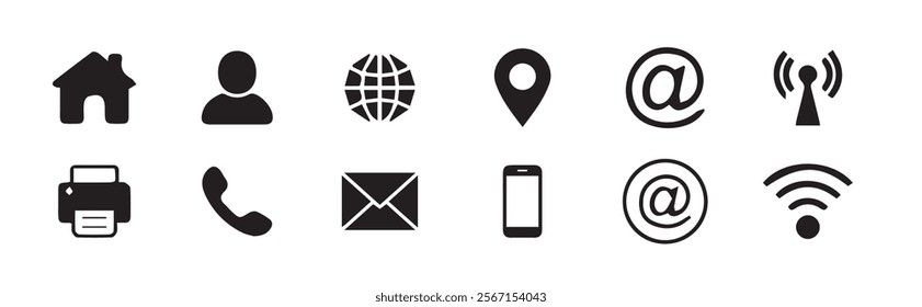  Contact us icon set. Web icon set. Business card contact information icons. Vector  Illustration eps 10