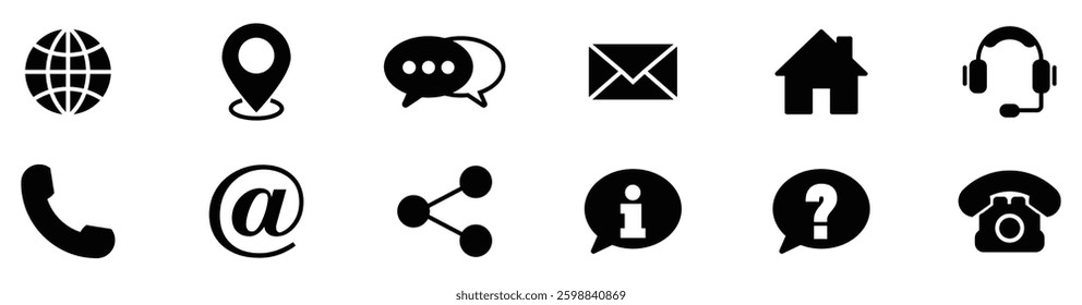 Contact us icon set. Web icon set. Website set icon vector