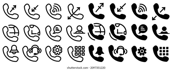 Contáctenos con el conjunto de iconos. Vector de iconos de conjunto de sitios web,Iconos en estilo de línea delgada.