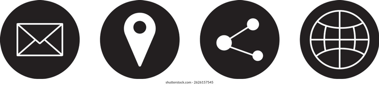 Póngase en contacto con nosotros con un conjunto de iconos. Icono de conjunto de Sitios web. Vector de información de contacto. para computadora y Sitio web de ubicación, contacto de comunicación, Vector de símbolos,
