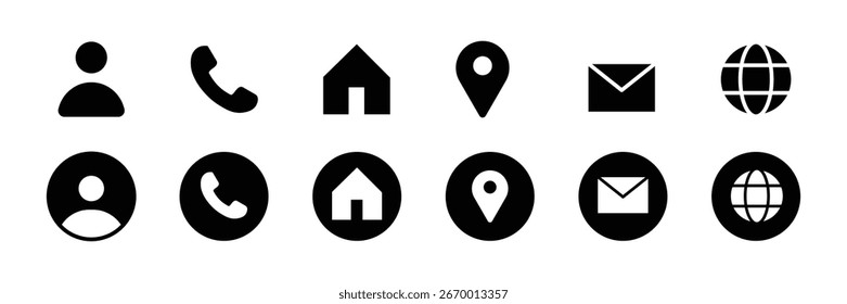 Contáctenos conjunto de iconos para el Sitio web y el diseño del App, conjunto de iconos de tarjetas de visita. Vector de iconos de Web