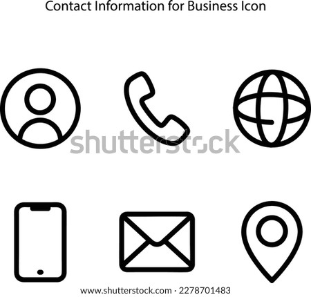 Contact us icon set, Website set icon vector, Set of Web icon set, Business card contact information icon on white background.