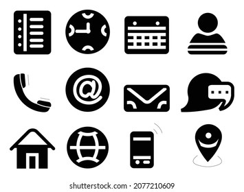 Kontaktieren Sie uns Icon Set, Website-Set-Icon-Vektorgrafik, Set von Web-Icon-Set, Visitenkarten-Kontaktinformationen Icon. 
