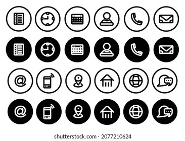 Conjunto de iconos de contacto, vector de icono de conjunto de sitios web, conjunto de iconos de red,Icono de información de contacto de tarjetas de visita. 