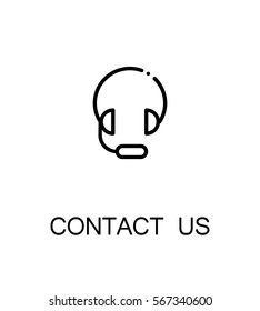 Contact us icon. Single high quality outline symbol for web design or mobile app. Thin line sign for design logo. Black outline pictogram on white background
