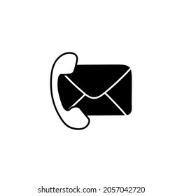 contact us icon in solid black flat shape glyph icon, isolated on white background 