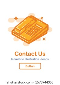 Contact Us Icon. Telephone. Isometric Vector Icon - Illustration