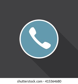 Contact us icon vector, call solid illustration, pictogram isolated on black, flat sign with long shadow
