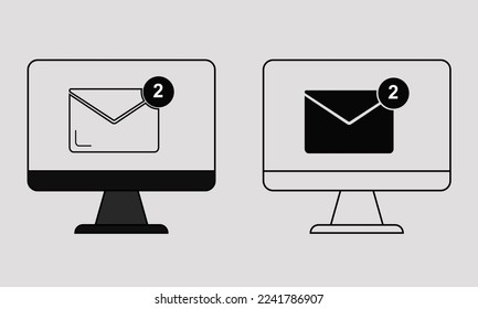 Contact us icon vector. Communication icon set. Illustration of new incoming message on computer - email received
