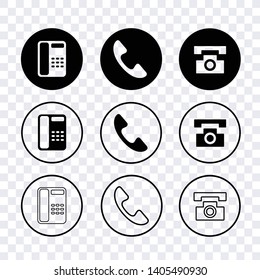 contact us icon vector isolated on transparent background, buttonscontact call phone smartphone icon vector set, line design 