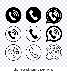 contact us icon vector isolated on transparent background, ring phone icon vector set, line design 