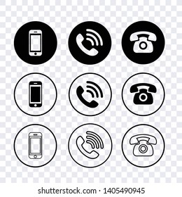 contact us icon vector isolated on transparent background, buttons contact call phone smartphoneicon vector set, line design 