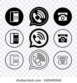 contact us icon vector isolated on transparent background, contact phone smartphone icon vector set, line design 