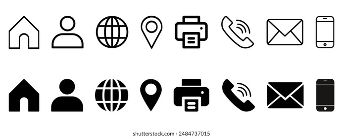 Contact us icon vector. Web icon vector. Business contact us information icons collection.