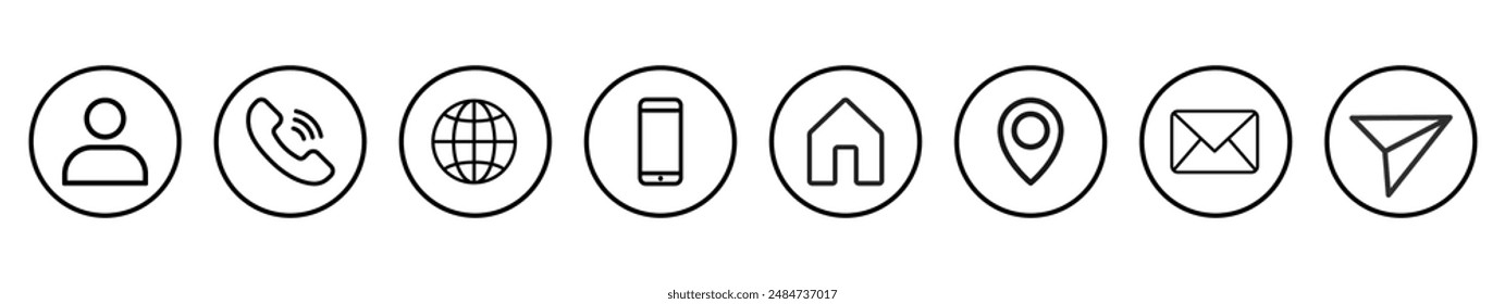 Contact us icon vector. Web icon vector. Business contact us information icons collection.