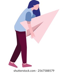 Contact us icon vector woman send paper plane