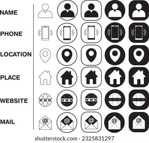 Contact us icon, web icon, Website icon symbol,blog and social media round signs Communication icon set