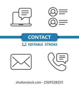Contáctanos con Iconos. Comentario, Chat, Mensaje, Sobre, Correo Electrónico, Icono de vector de llamada telefónica