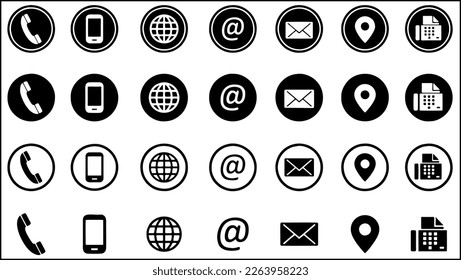 Contact us icons, Communication icon set