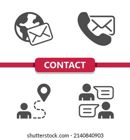 Contact Us - Contact Icons. Communication. Professional, pixel perfect icons. EPS 10 format.