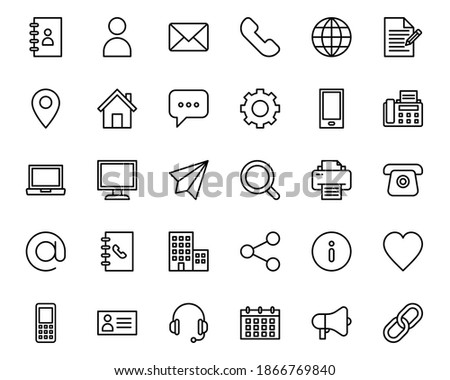 contact us icons. communication simple flat icons set isolated on white background. vector illustration.