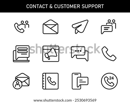contact us icons customer support call center icon collection from email envelope phone web contact form simple outline stroke