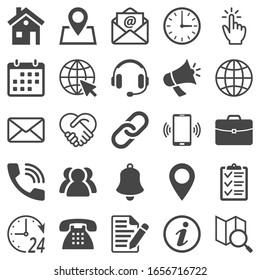 Contact Us Icons Isolated On White Background. Flat Web Icon Set. Vector Illustration.