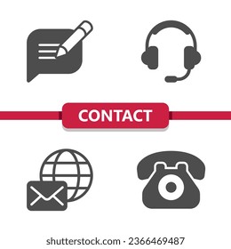 Contact Us Icons. Message, Comment, Chat, Call Center, Phone Vector Icon