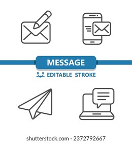Contact Us Icons. Message, Email, E-mail, Text Message  Vector Icon