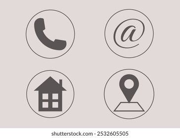 Contact Us Icons: Phone, Email, Address, Location