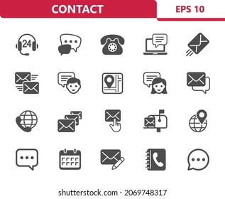 Contact, Contact Us Icons. Professional, pixel perfect icons. EPS 10 format.