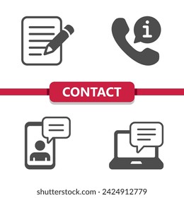 Contact Us - Contact Icons. Professional, pixel perfect icons. EPS 10 format.
