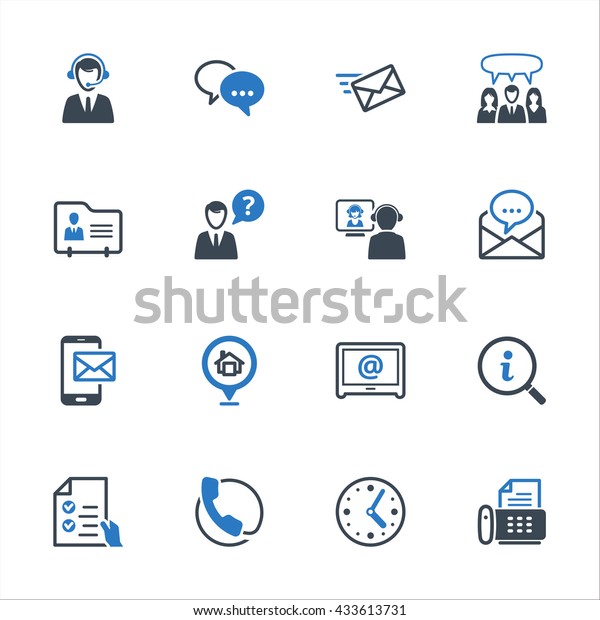 お問い合わせアイコンセット2 – 青のシリーズ。カスタマーアシスタンス、カスタマーサービス、およびサポートを表すアイコンのセット。」のベクター画像素材（ロイヤリティフリー）  433613731 | Shutterstock
