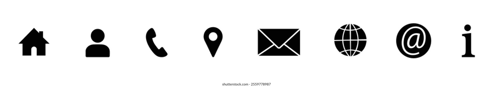 Contact us icons set. Business icon for company connection set in various style. Name, phone, mobile, place, location, mail, website and message card sign. Communication icon set. Web icon set.   