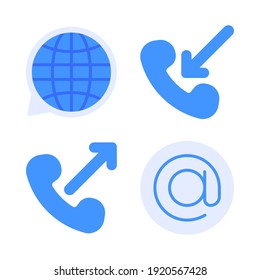 contact us Icons Set = chat, incoming, outgoing, arroba. Perfect for website mobile app, app icons, presentation, illustration and any other projects.