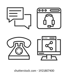 contact us Icons Set = conversation, website, telephone, website. Perfect for website mobile app, app icons, presentation, illustration and any other projects.