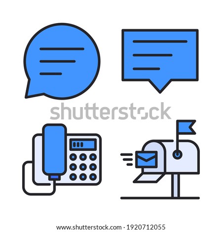contact us Icons Set (Filled Line) = talk, info, telephone, post mail. Perfect for website mobile app, app icons, presentation, illustration and any other projects.