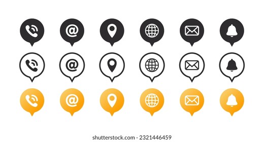 Contact us icons set. Contact information icons. Vector scalable graphics