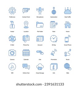 Contactar con nosotros iconos conjunto aislar ilustración de material vectorial de fondo blanco