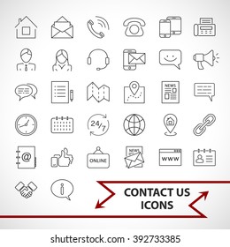 Contact us icons set isolated on white background. 