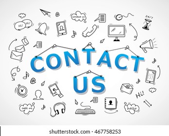 Contact Us Icons Set - Isolated On White Background-Vector Illustration, Graphic Design. For Web,Websites,Magazine Page,Print, App, Presentation Templates And Promotional Materials