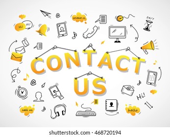 Contact Us Icons Set - Isolated On White Background-Vector Illustration, Graphic Design. For Web,Websites,Magazine Page,Print, App, Presentation Templates And Promotional Materials