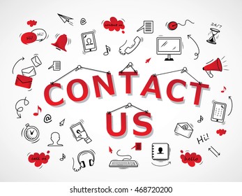 Contact Us Icons Set - Isolated On White Background-Vector Illustration, Graphic Design. For Web,Websites,Magazine Page,Print, App, Presentation Templates And Promotional Materials