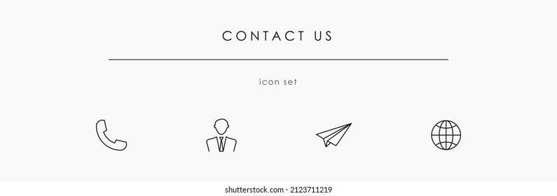 Contact us icons set in isolation. Vector symbols for contact and support. Call center signs. Flat linear contact us icon collection