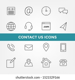 Contact Us Icons Set, Line Icon