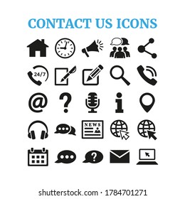 Contact us icons set on white background.