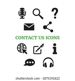 Contact us icons set on white background.